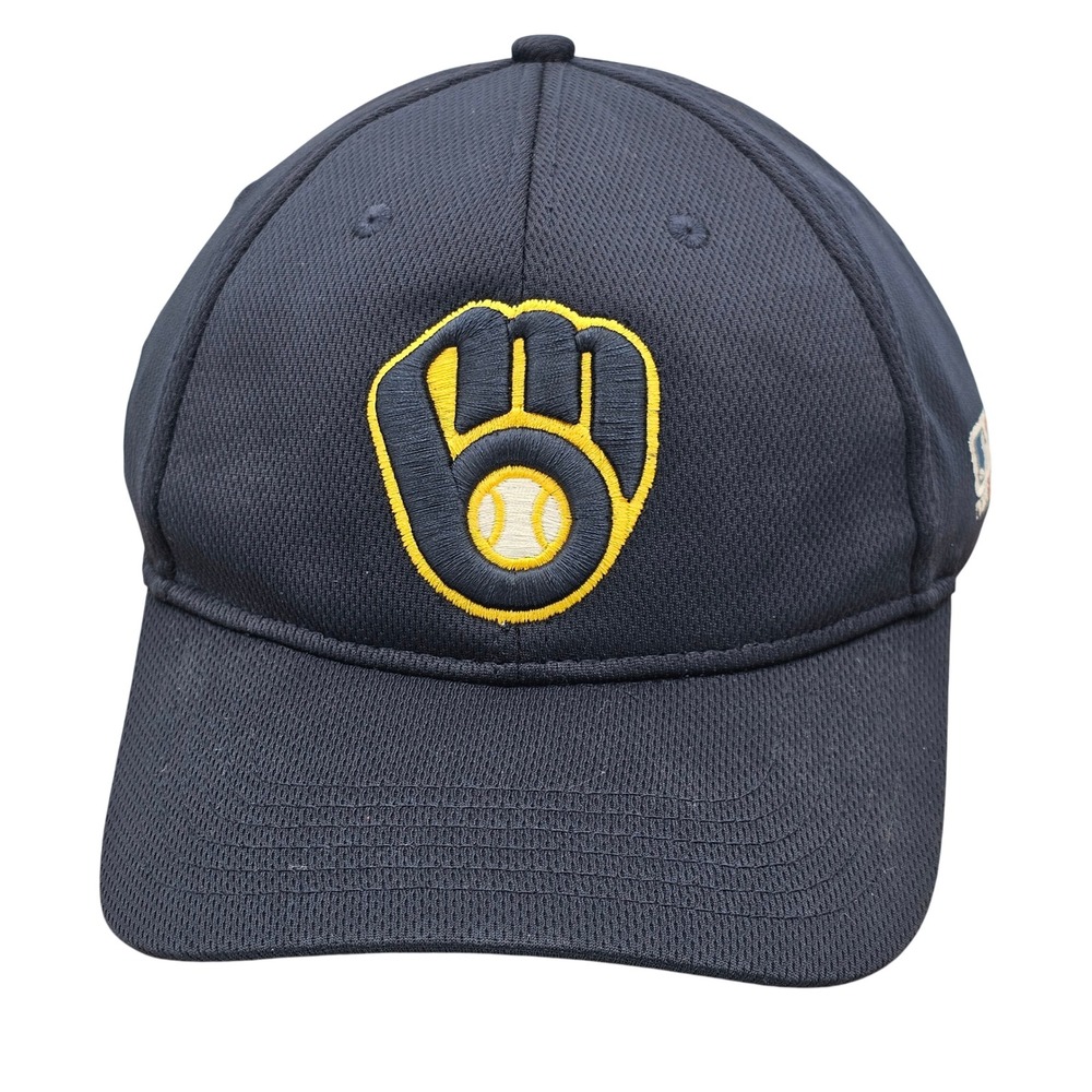 Milwaukee Brewers Hat OC Sports Navy Blue Ball-in-Glove Logo Adjustable MLB